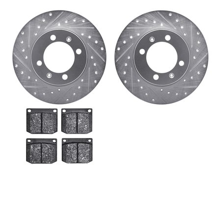 DYNAMIC FRICTION CO 7502-65002, Rotors-Drilled and Slotted-Silver with 5000 Advanced Brake Pads, Zinc Coated 7502-65002
